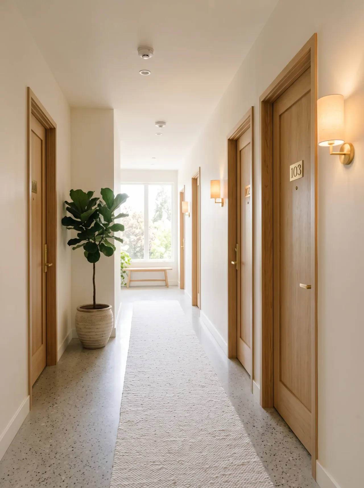 A quiet corridor to the rooms
