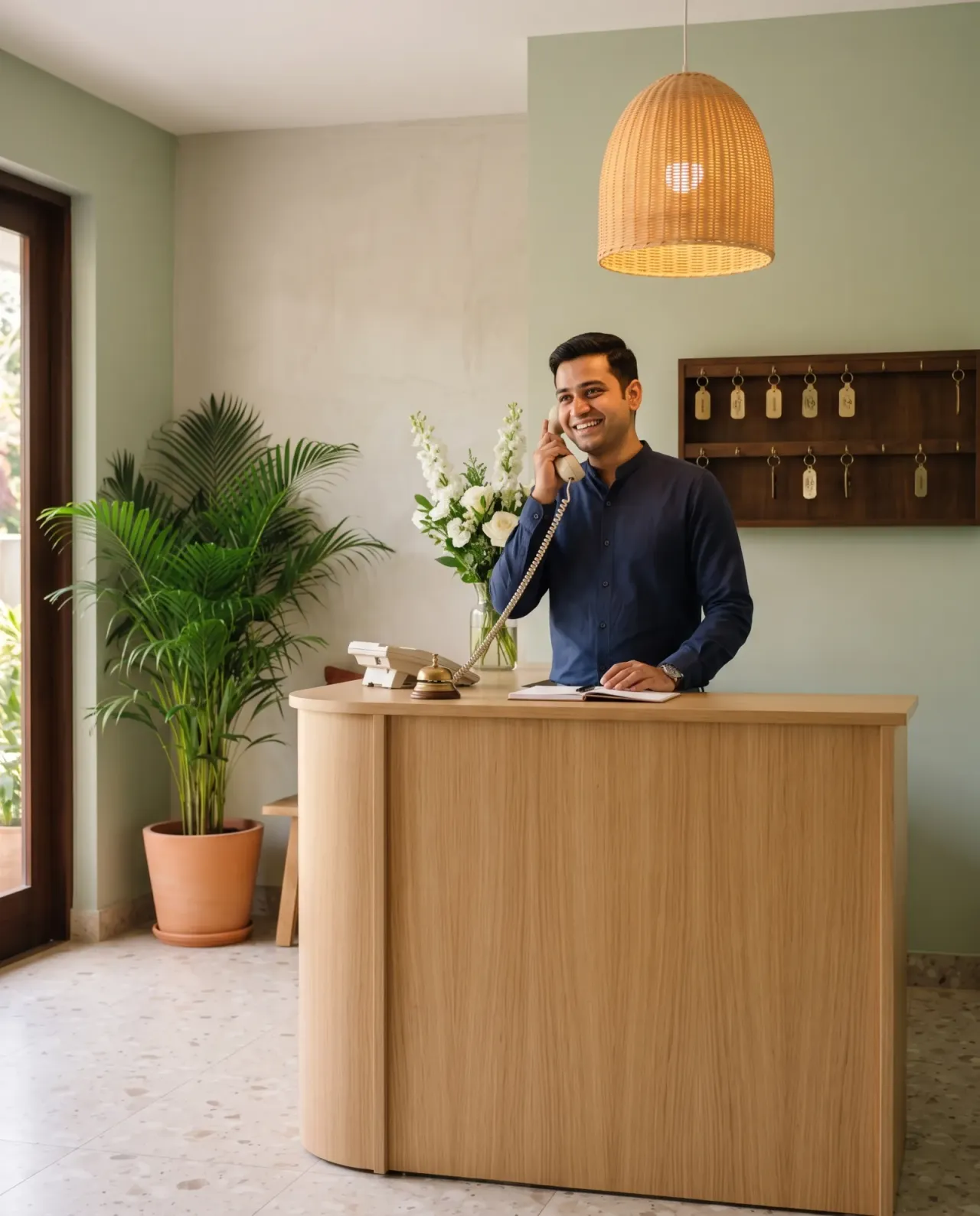 Our front desk answering a call