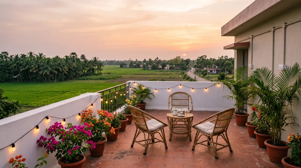 Terrace at sunset